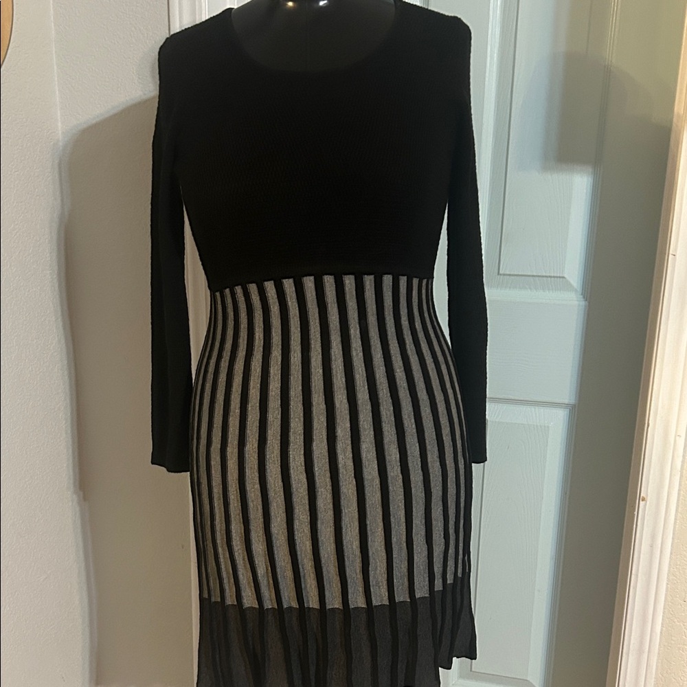 Calvin Klein Black and Gray Sweater Dress